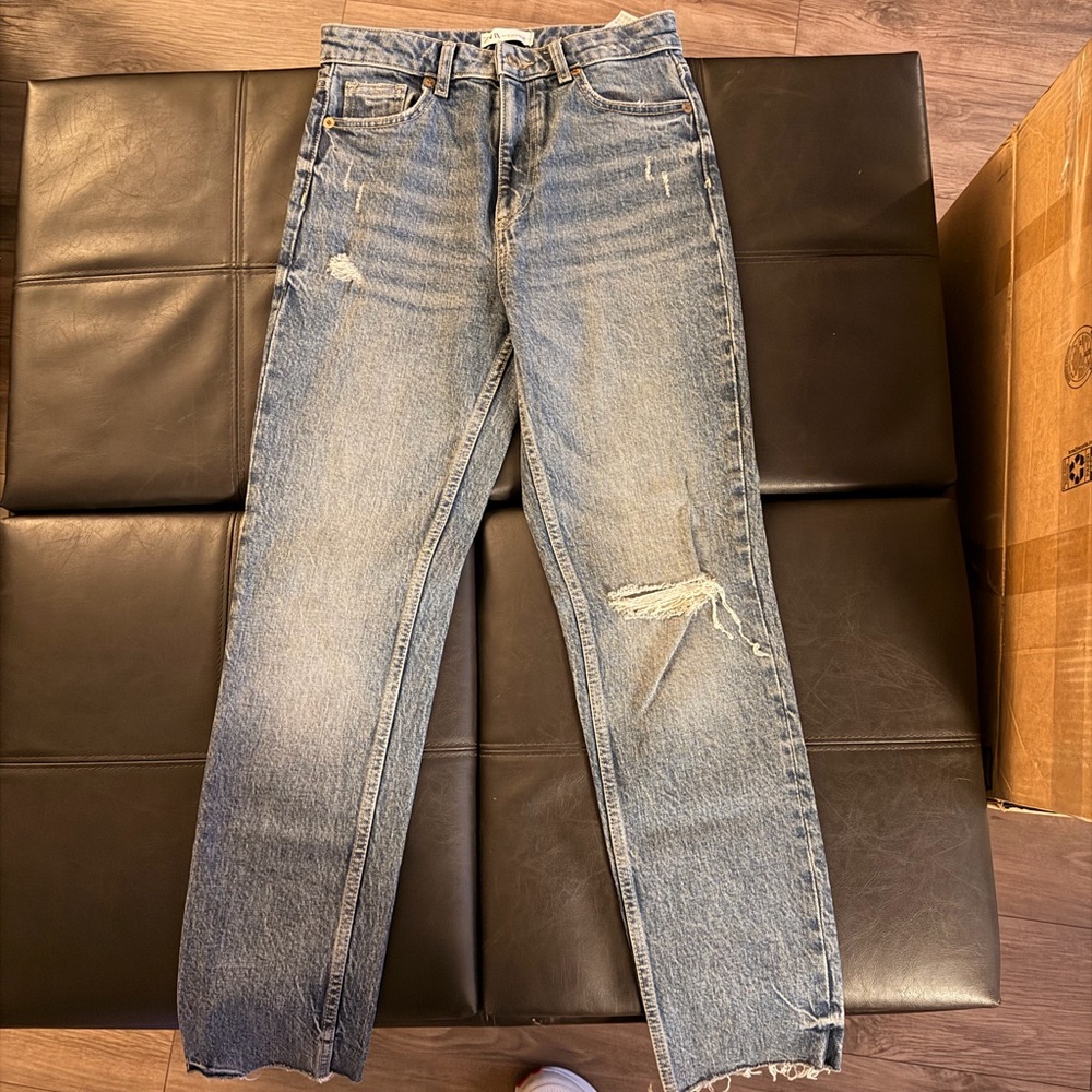 Zara Light Blue Straight Leg Jeans